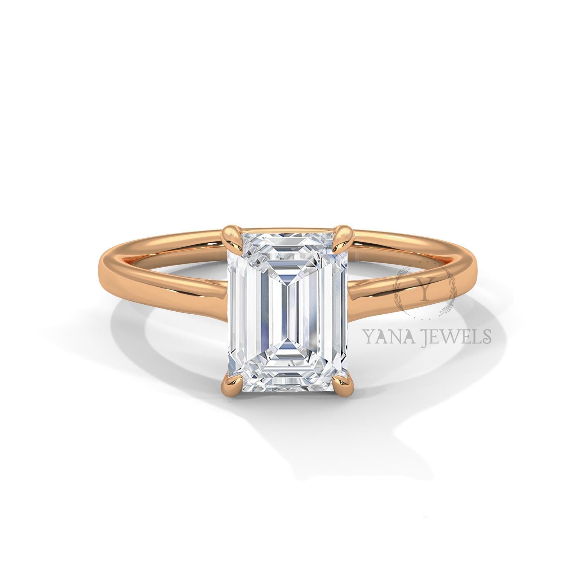 emerald cut moissanite engagement ring
