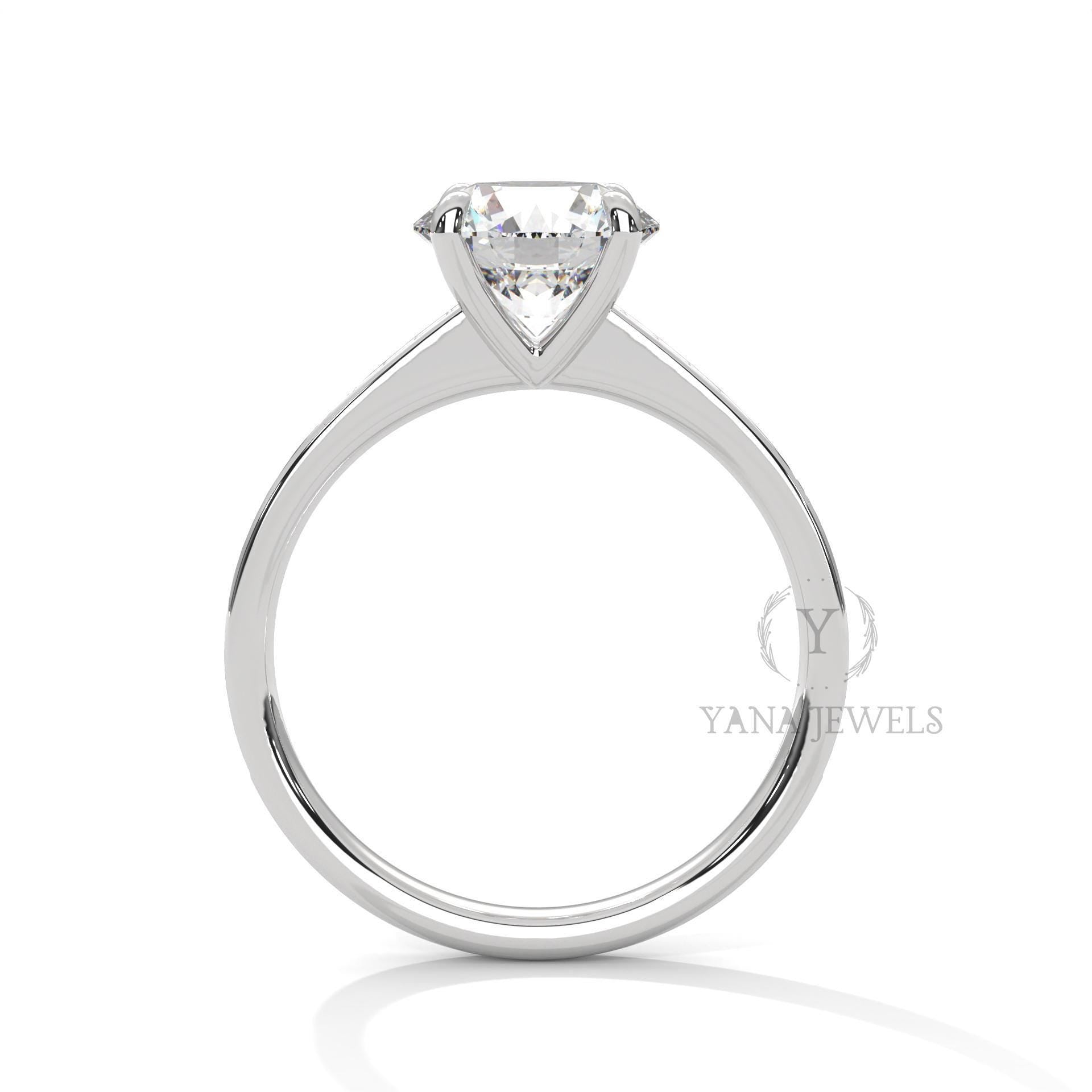 Round Lab Grown Diamond Solitaire Engagement Ring