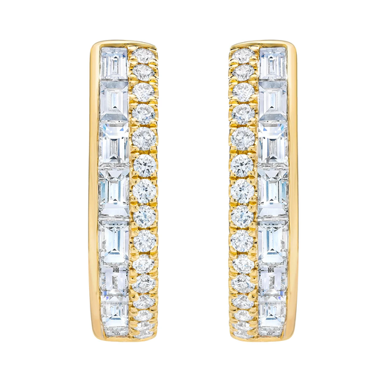 Baguette & Round Brilliant Diamond Hoops
