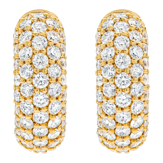 Round Brilliant Diamond Huggie Hoop Earrings