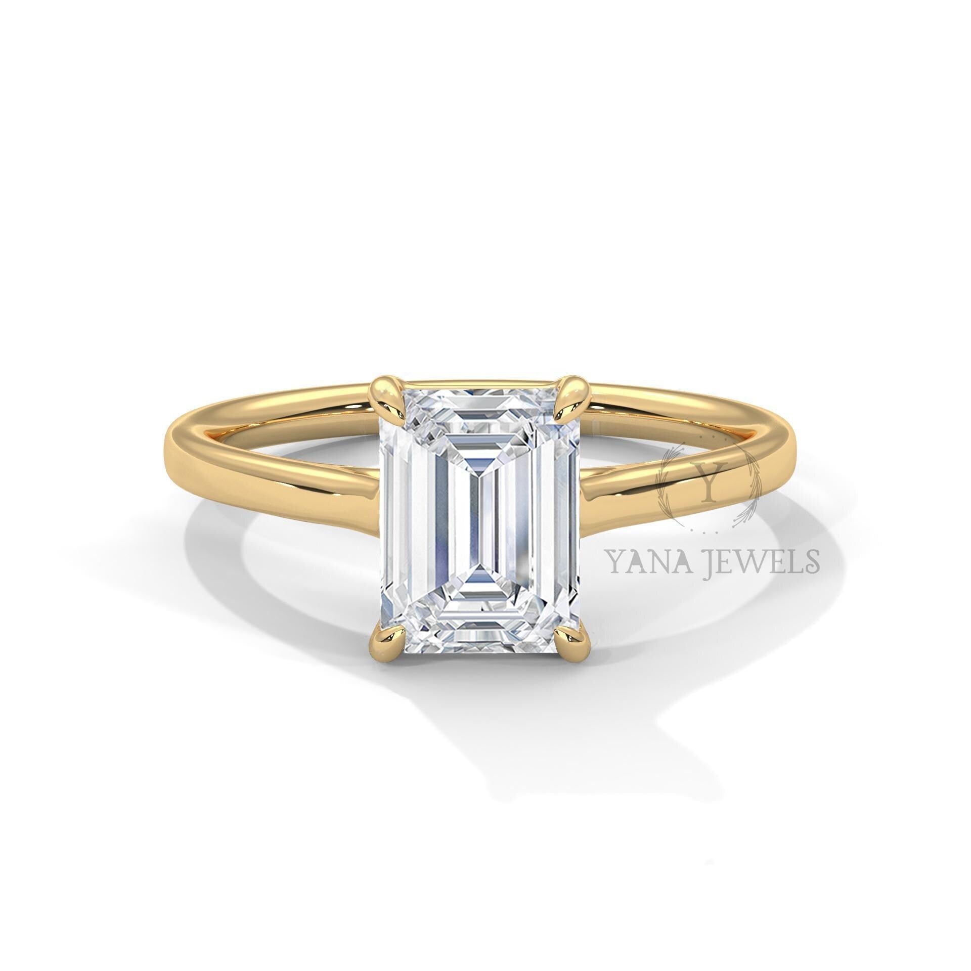 emerald cut moissanite engagement ring