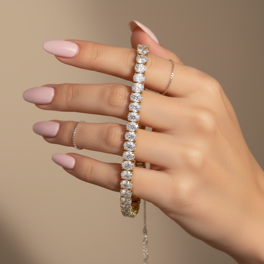 Oval Cut Moissanite Diamond Tennis Bracelet