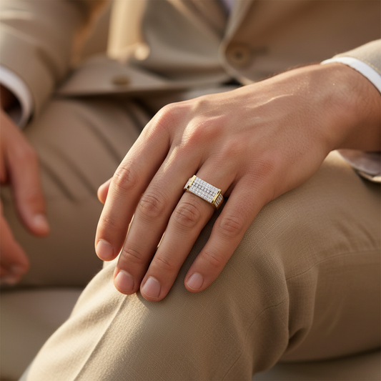 Modern Pave Lab Grown Diamond Mens Gold Ring