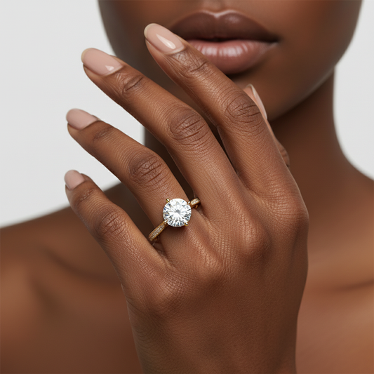 Round Cut Moissanite Diamond Channel Set wedding ring