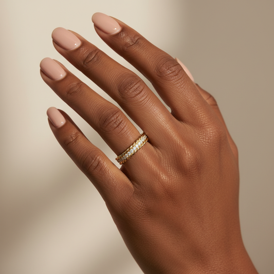 Valora Rope Lab Grown Diamond Gold Wedding Band