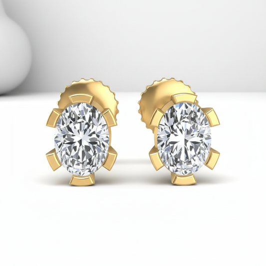 Bold Prong Oval Cut Lab Grown Diamond Stud Earrings