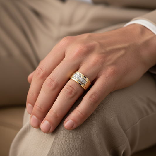 Celvion Lab Grown Diamond Panel Gold Designer Band