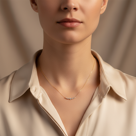 Luna Spark Lab Grown Diamond Bar Necklace in Gold