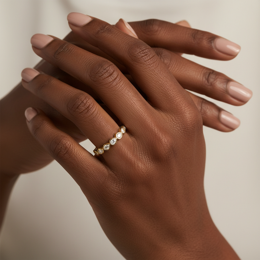 Pear Cut Moissanite Bezel Set Stackable Wedding Band