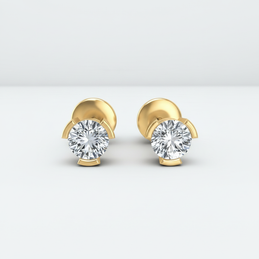 Open Curve Setting Round Cut Lab Grown Diamond Stud