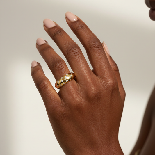 Round Cut Moissanite Dome Bubble Band Ring (Copy)