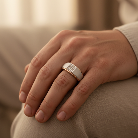 Classic Princess Cut Moissanite Cluster Men's Wedding Ring