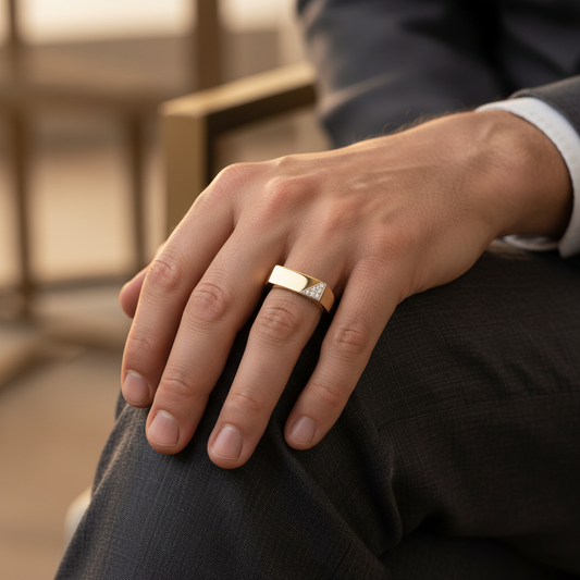 Premium Triangle Pave Lab Grown Diamond Gold Ring