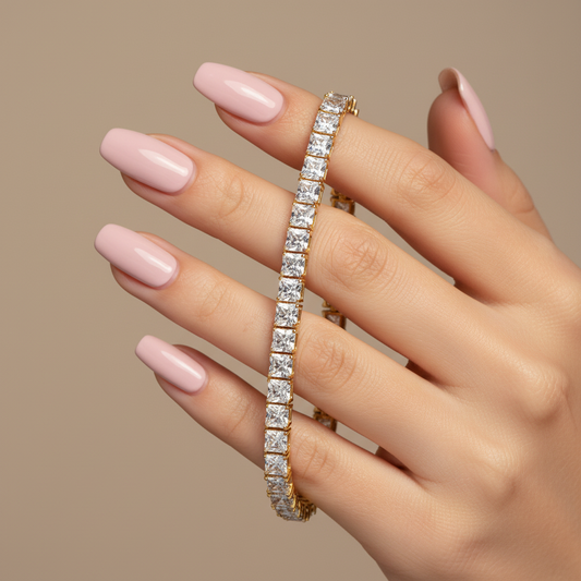 Princess Cut Lab Grown Diamond Tennis Bracelet