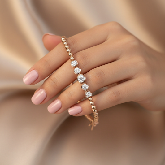 Bezel Set Round Cut Lab Grown Diamond Bracelet