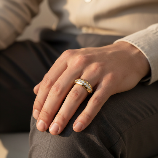 Classic Round Moissanite Diamond Gold Ring