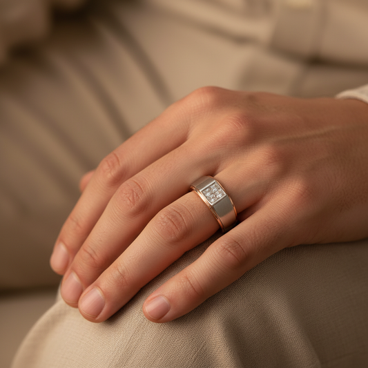 Premium Two Tone Gold Princess Lab Grown Diamond Cluster Ring (Copy)