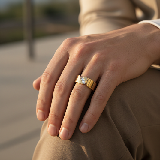 Golden Edge Baguette Lab Grown Diamond Ring