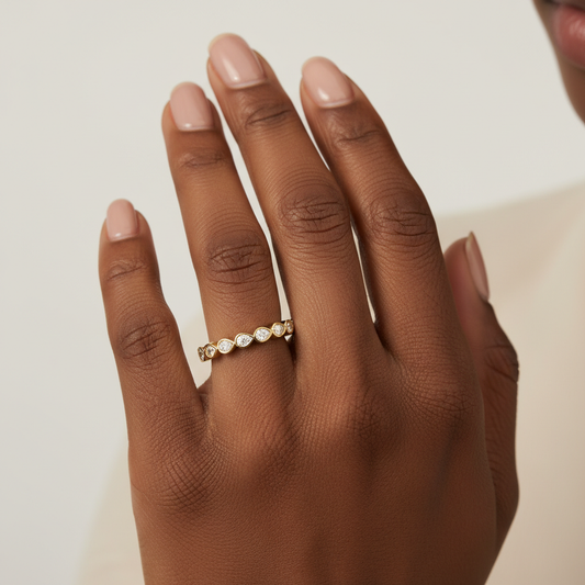 Elysian Pear Bezel Lab Grown Diamond Gold Ring