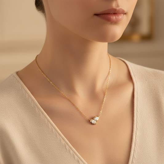 Aurora Twin Marquise & Pear Moissanite Diamond Necklace