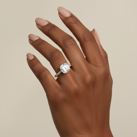 Cushion Cut Lab Grown Diamond Halo Wedding Ring