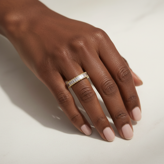 Yellow Gold Baguette Lab Grown Diamond Eternity Band