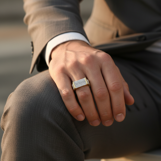 Luxury Pave Moissanite Diamond Mens Gold Band
