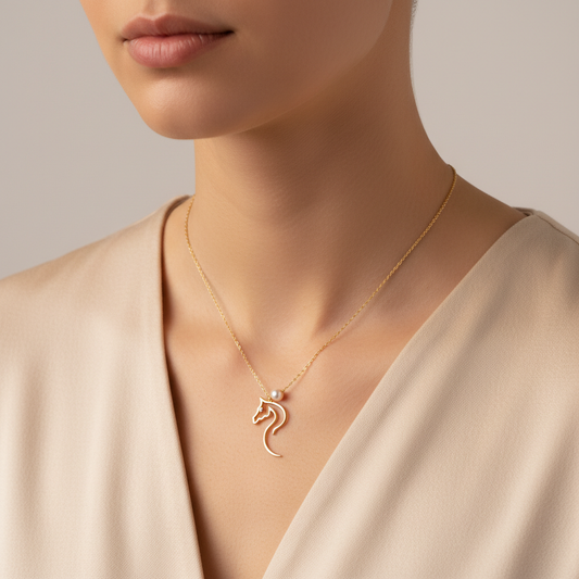 Noble Crest Equine Round Moissanite Diamond Necklace