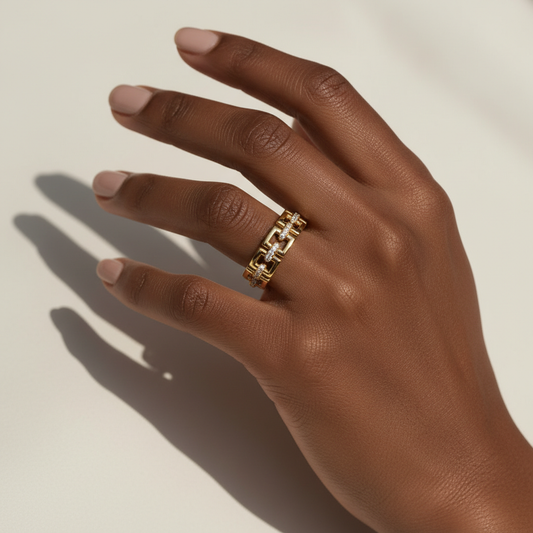 Modern Link Moissanite Diamond Statement Band