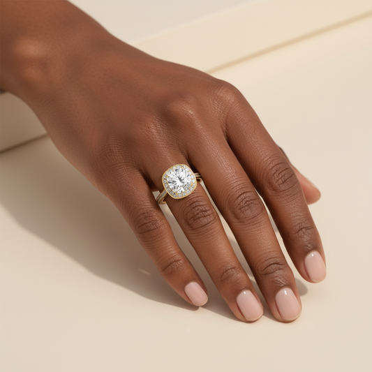 Cushion Cut Moissanite Diamond Channel Set Wedding Ring