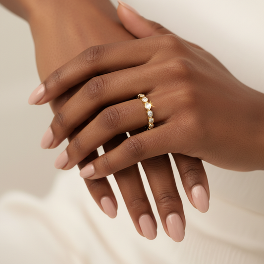 Serenity Pear Cut Moissanite Diamond Eternity Ring