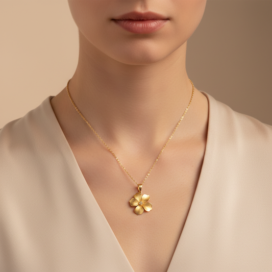 Golden Blossom Lab Grown Diamond Flower Pendant