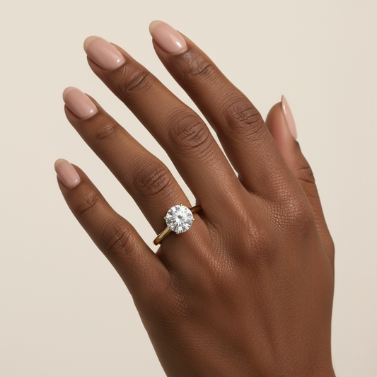 1CT round-cut moissanite Diamond engagement ring