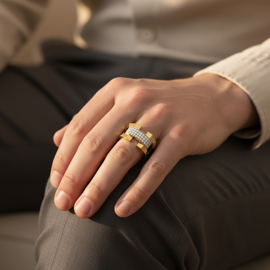 Titan Vault Pave Set Moissanite Diamond Gold Ring (Copy)