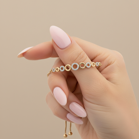 Elegant Circle Round Cut Moissanite Diamond Bracelet