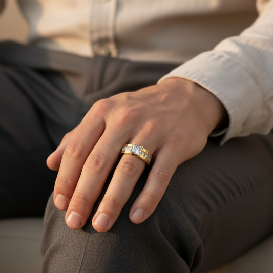 Elegant Princess Cut Moissanite Diamond Gold Ring