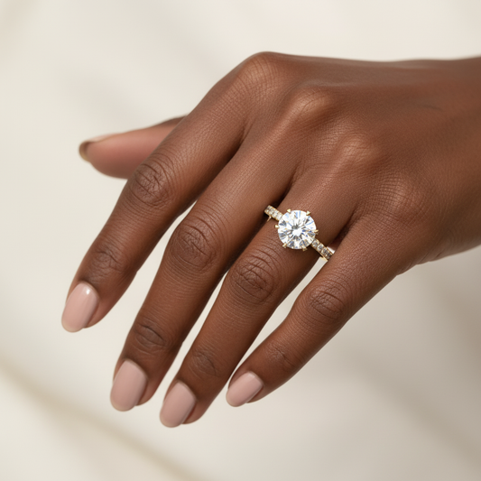 Round Cut Lab Grown Diamond Halo Engagement Ring