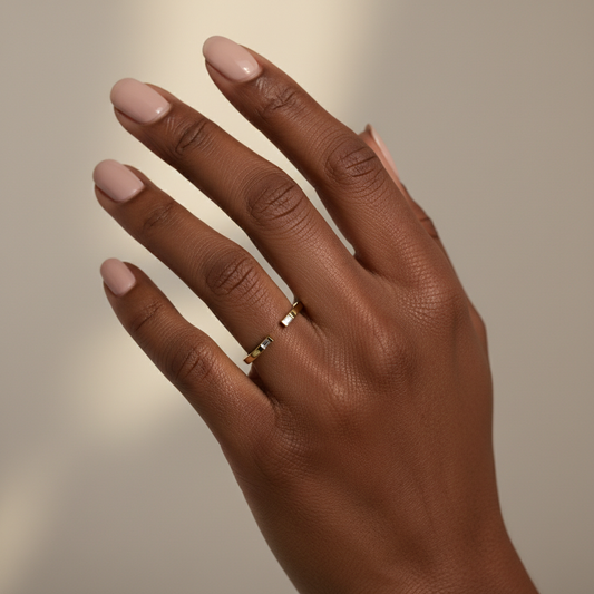 Baguette Cut Moissanite Diamond Accent Open Band