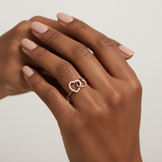 Round Cut Lab Grown Diamond Twin Heart Proposal Ring