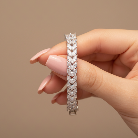 Chimes Leaf Marquise Lab Grown Diamond Tennis Bracelet