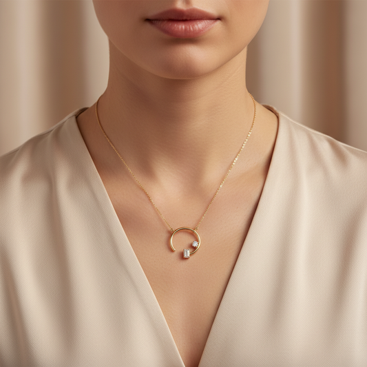 Celestial Duo Lab Grown Diamond Open Circle Pendant