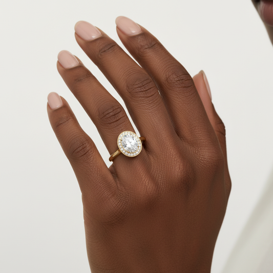 2.00 CT Oval Moissanite Diamond Bezel Halo Wedding Ring