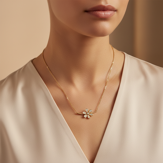 Eternal Bloom Gold Moissanite Diamond Floral Necklace