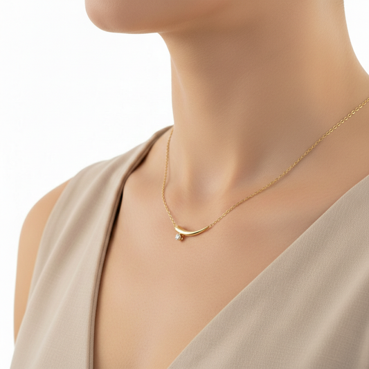 Sculpted Curve Lab Grown Diamond Pendant in Yellow Gold