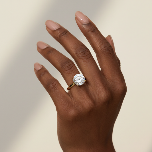 Round Moissanite Diamond 4-Claw Prong Bridal Ring