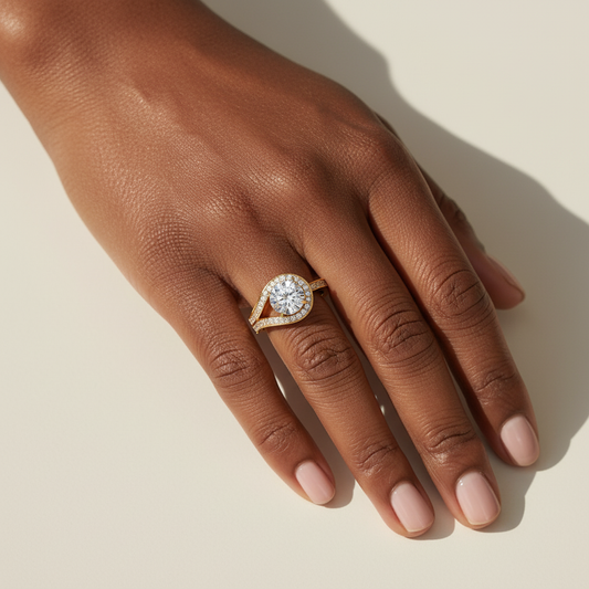 Round Cut Moissanite Diamond Infinite Chennal Bridal Ring