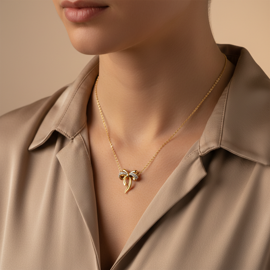 Regal Ribbon Lab Grown Diamond Bow Necklace
