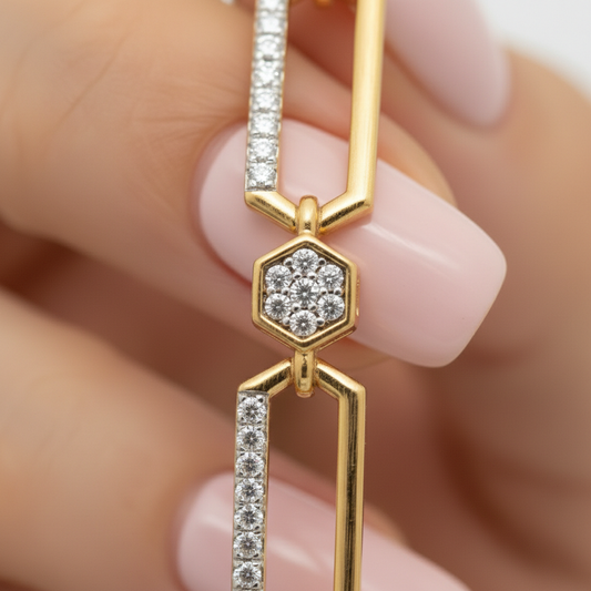 Modern Geometric Lab Grown Diamond Bracelet in Yellow Gold