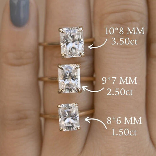 Radiant Cut Moissanite Solitaire Ring