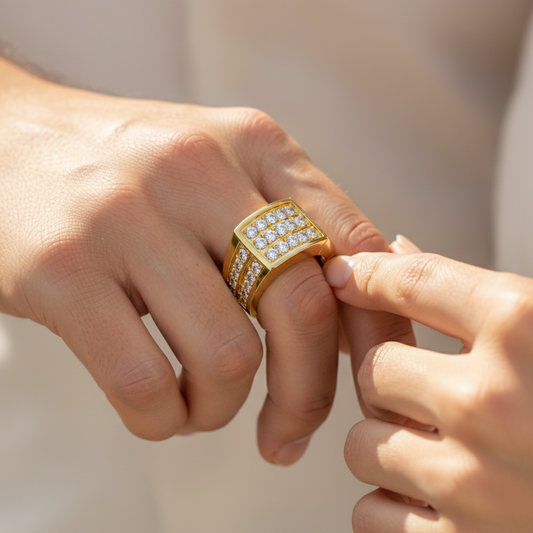 Premium Gold Multi Row Lab Grown Diamond Mens Band